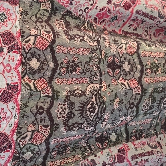 Citron Button Blazer Jacket Asian Silk Blend 1X Red - Picture 7 of 10